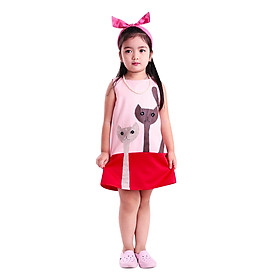 Đầm Suông Bé Gái Đắp Hình 2 Con Mèo Ugether UKID45
