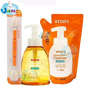 Bộ Nước Rửa Bình Sữa + Dụng Cụ Vệ Sinh Bình Sữa Đa Năng Wesser