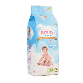 Bỉm - Tã quần Amico size L 44 + 6 miếng (Cho bé 9 - 14kg)