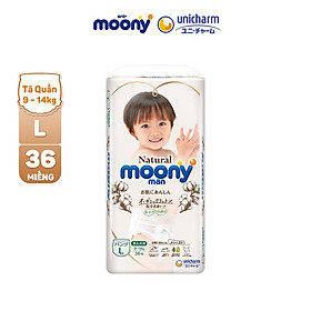 Tã/Bỉm Quần Cao Cấp Moony Natural Size M46/L36/XL32 Bề Mặt Bông 100% Cotton Organic