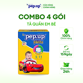 Combo 4 gói Tã/Bỉm Quần Em Bé Pep.up Cottony 3D Gói Nhỏ Siêu Mềm Mại, Siêu Khô Thoáng, Kháng Khuẩn - size S 3-6Kg