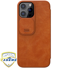 Bao da dành cho iPhone 13 Pro hàng chính hãng Nillkin QIN có nắp trượt bảo vệ camera