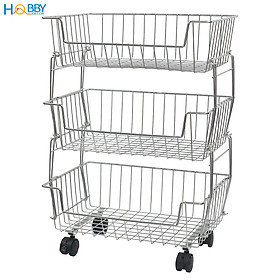 Kệ rổ đựng đồ nhà bếp nhiều tầng Inox 304 Hobby Home Decor NTI không rỉ sét có bánh xe