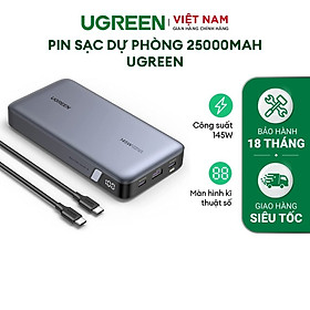 Mua Bộ pin sạc dự phòng 25000mAh/20000mAh 145W/100W UGREEN | Cổng sạc nhanh USB-C | 3 cổng | Màn hình kỹ thuật số | Hàng chính hãng - Bảo hành 18 tháng 1 đổi 1 | 90597A 25188