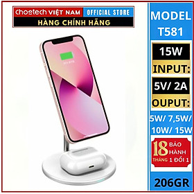 Mua Đế sạc không dây Mag-safe 2in 1 Choetech T581-F dùng cho Ip và Air-pods (Hàng chính hãng)