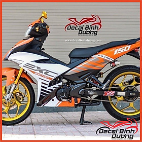 Tem Xe Máy - Decal Trùm Dành Cho Exciter 150 Thiết Kế MX Trắng Cam Nổi Bật