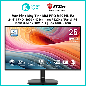 Mua Màn hình máy tính MSI Pro MP251L E2 | 24.5  FHD 1920x1080 120Hz /1ms/IPS | HDMI/VGA | Bảo hành 2 năm | Hàng Chính Hãng