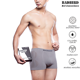 Quần Lót Nam Không đường may cao cấp BADBIRD, quần lót nam, quần sịp nam dạng boxer, Thương hiệu Việt - Xám - M