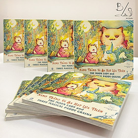 Sách hay - Sách thiếu nhi - Truyện cổ tích song ngữ Anh - Việt "NÀNG TRĂNG VÀ BA HẠT LÚA THẦN" - Nhà sách Pig Moon - Pig Moon Bookstore