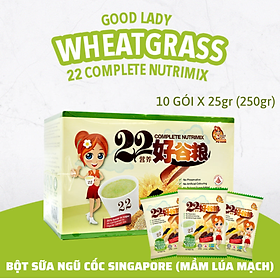 Bột ngũ cốc dinh dưỡng thương hiệu Good Lady Singapore - Mầm lúa mì - 22 Nutrimix Complete Wheat Grass (10 gói/250g)