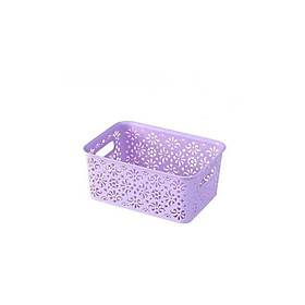 Giỏ lưu trữ cho một phòng có nắp, giỏ lưu trữ bằng nhựa, giỏ wicker (màu tím) - 24 x 17,5 x 10,5 cm