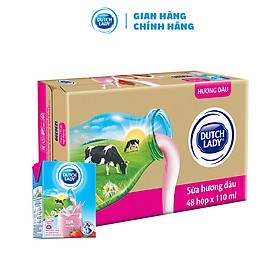 Thùng 48 Hộp Sữa Uống Tiệt Trùng Dutch Lady Cô Gái Hà Lan Dâu (48 x 110ml)