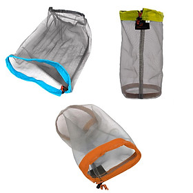 3x Mesh Drawstring Bag Nylon Mesh Bag Storage Bag for Camping Outdoor Sports