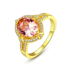Nhẫn bạc nữ đính đá saphire hồng mạ vàng cao cấp nữ vương n2409 bảo ngọc jewelry