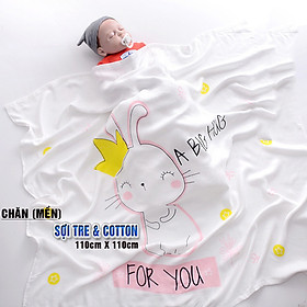 Chăn (mền) đũi cho bé từ sơ sinh đến tiểu học chất liệu sợi tre thiên nhiên và sợi Cotton, loại siêu mềm mịn, KT: 110x110cm, Bamboo Home - hàng chính hãng BBH05