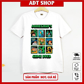 Áo thun Minecraft Game Over 2 màu đen và trắng - Áo trẻ em Mẫu mới