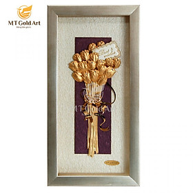 Tranh Hoa Tulip 13x26cm (nền sáng bạc) MT Gold Art- Hàng chính hãng, trang trí nhà cửa, phòng làm việc, quà tặng sếp, đối tác, khách hàng, tân gia, khai trương 