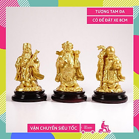 Bộ tượng Tam Đa Phúc Lộc Thọ cầu tài lộc nhũ vàng - Cao 8cm