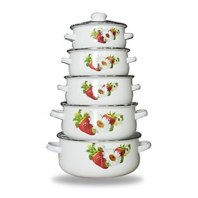 Bộ 05 nồi tráng men nắp kính Mishio MK153