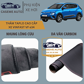 [VINFAST VF e34] Thảm Taplo 3 Lớp Dành Cho Xe VINFAST VF e34, Nhung Lông Cừu Và Da Vân Carbon Cao Cấp - Hàng Chính Hãng