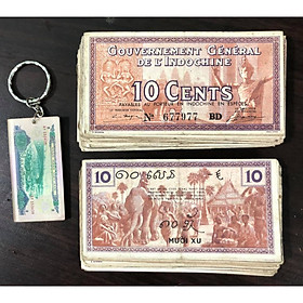 Mua Tờ 10 xu cổ Đông Dương 3 nước Việt Nam  Lào  Campuchia dùng chung  (kèm móc chìa khóa hình tiền xưa lạ mắt)