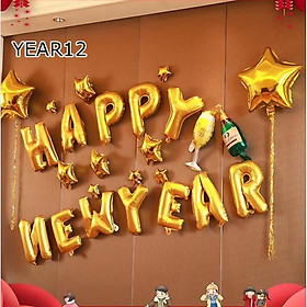 Set bóng Happy New Year trang trí chúc mừng năm mới  tặng kèm bơm và băng dính