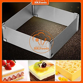 Khuôn ring làm bánh mousse vuông điều chỉnh kích thước 15-28cm