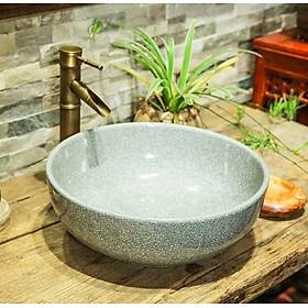 Chậu lavabo để bàn bằng gốm sứ kiểu tròn nghệ thuật với nhiều màu sắc lựa chọn