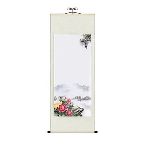 Biểu bồi lụa & giấy sinh xuyến in tranh nền dùng để viết thư pháp khổ lớn 43x115cm