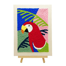 Mua Set Thêu Nổi Thêu Len Xù Chú Vẹt Sắc Màu Dùng Len Sợi Đan Móc Cho Người Mới Bắt Đầu | Punch Needle Embroidery Kit Using Yarn For Beginners