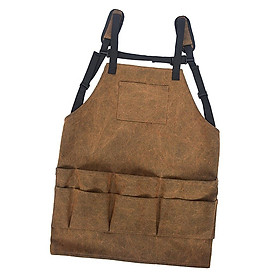 Canvas Work Apron Bib with Tool Pockets, Adjustable, Waterproof & Protective
