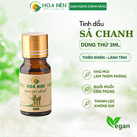 Tinh dầu Sả Chanh nguyên chất Hoa Nén 3ml - Đuổi muỗi, khử mùi, giải cảm, thanh lọc không khí