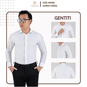 Áo sơ mi nam dài tay Cotton cổ vuông màu trắng mỏng mát GENTITI By Thái Tuấn- 1C804HAKT001