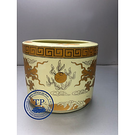 Mua Bát Nhang Bằng Sứ Rồng Vàng mẫu hình ống KH1003