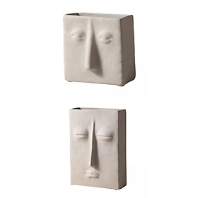 2 Pieces Ceramic Vase Human Face Dried Flowers Pot for Family Centerpiece