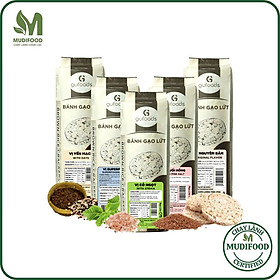 Combo 5 Gói Bánh Gạo Lứt GUfoods Mix Vị Superfoods, Cỏ Ngọt, Muối Hồng, Nguyên Bản, Yến Mạch (170g) - Ăn Vặt Healthy
