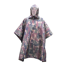 Waterproof Rain Poncho, Multifunction Outdoor Camouflage Raincoat, for Hunting Camping and with Grommet Corners for Shelter Use