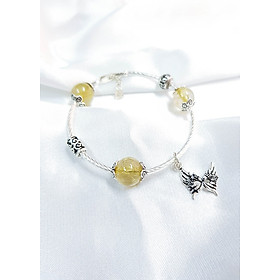 Vòng tay mệnh kim, thủy đá thạch anh tóc mix charm mặt nạ LAT.90