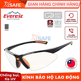 Kính bảo hộ lao động Everest EV301 - Mắt kính chính hãng chống bụi, chống trầy xước, chống tia UV (tròng trắng)