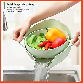 Mua Khuyến mãi - Rổ rửa rau củ quả tiện lợi 360° 2 tầng nhựa PP Care Japan