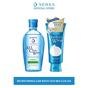 Bộ đôi Senka làm sạch cho mọi loại da (Nước Tẩy Trang Senka Fresh 230ml + SRM Tạo Bọt Senka Perfect Whip 120g)