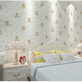 5M Giấy Dán Tường -Decal dán tường Teddy - Có sẵn keo