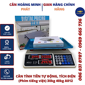 Mua Cân Tính Tiền Tiếng Việt 30kg/5g - 40kg/5g A012 Dễ Sử Dụng (Cân hóa quả  thực phẩm  đồ dùng) (Cân điện tử tính tiền tự động - tích điện) - Bảo Hành 2 Năm   CÂN-HOÀNG-MINH-PHÁT  