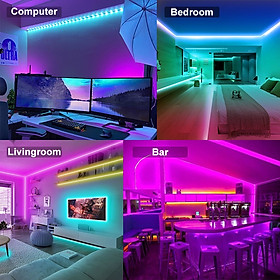 Đèn led trang trí phòng ngủ đèn nháy 16 triệu màu đèn dây led 5050 RGB có remote điều khiển - miếng lót chuột