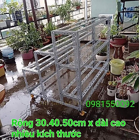 Mua Kệ Sắt V lỗ 3 Bậc 5 tầng kệ  CÓ GẮN BÁNH XE ( KHUNG SẮT V4X4cm) Kệ sắt để hàng hóa  kệ trưng bày đa năng