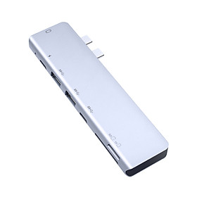 TC14 Multifunctional 7 in 1 Dock Dual USB Type C Hub Adapter with HD/2 USB 3.0/TF/Memory Card/Type-C/PD 87W Compatible