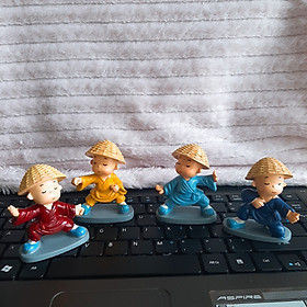 Bộ tượng 4 chú tiểu múa võ - đội nón chùa