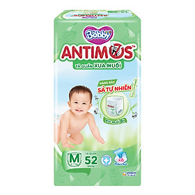 [MỚI] Tã Quần Xua Muỗi Bobby Antimos – Hàng rào Sả tự nhiên Bye Muỗi 8H - Size M 52 miếng