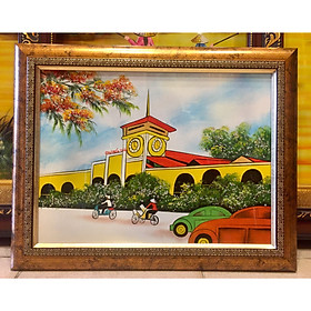 Mua Tranh vẽ sơn mài Chợ Bến Thành - SM256