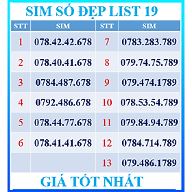 SIM SỐ ĐẸP MOBIFONE SẢNH 678 - SẢNH 789 -  ĐĂNG KÝ ONLINE CHÍNH CHỦ - Chọn List 19 - HÀNG CHÍNH HÃNG